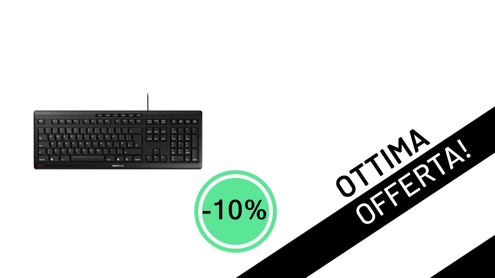 La CHERRY STREAM KEYBOARD ti aspetta con un design elegante e una digitazione silenziosa: ora al -10% a soli 33,36€!