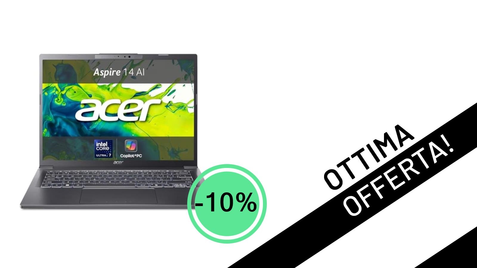 Acer Aspire 14 AI Laptop | Schermo OLED e Intel Core Ultra 7 in Offerta a 849€!