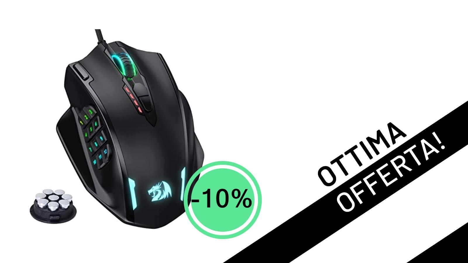 Redragon M908 Impact: Il Mouse Gaming MMO con 20 Pulsanti Programmabili Scontato del 10% a Soli 28,33€!