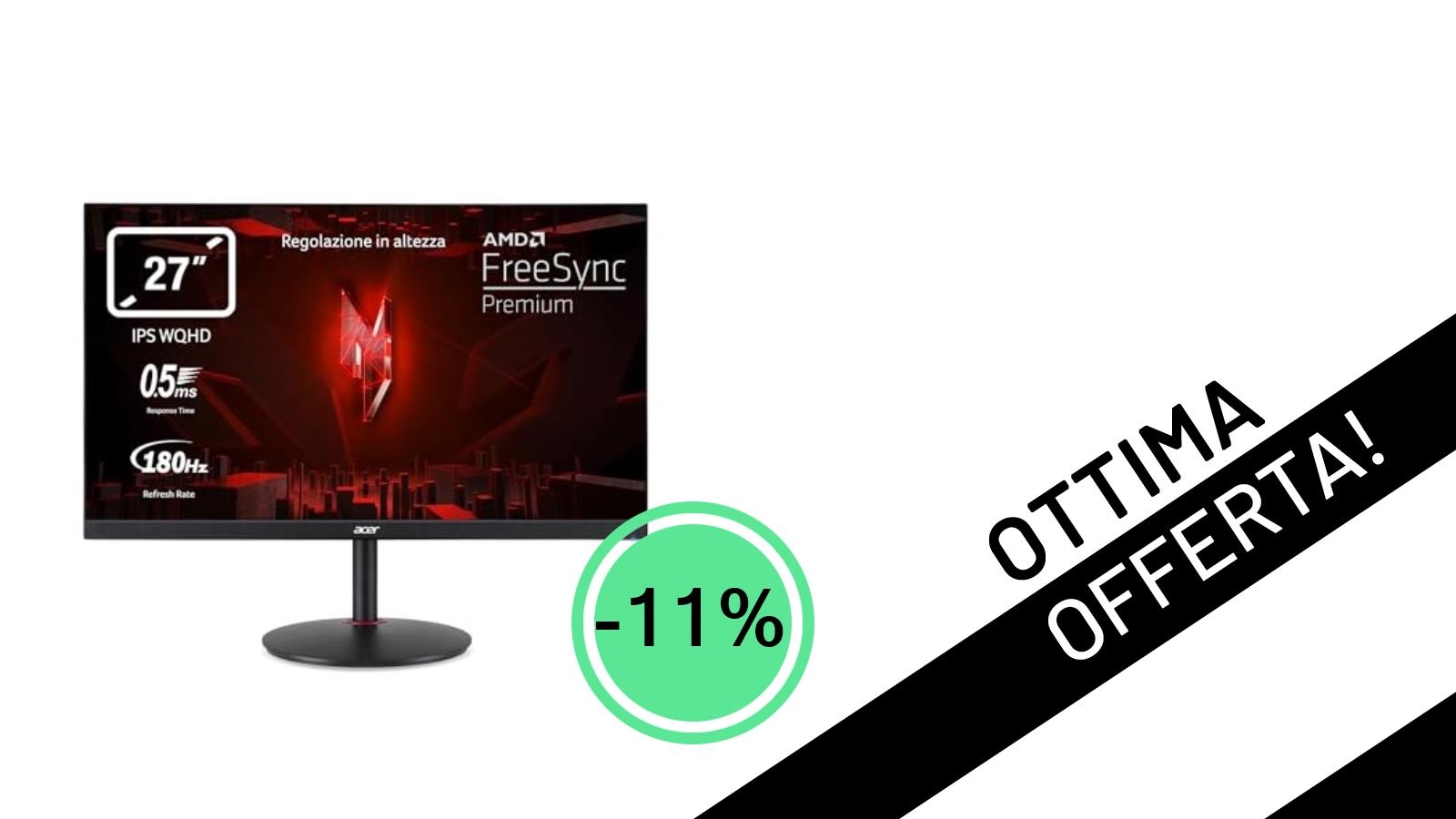 Acer Nitro XV271UM3bmiiprfx: Il Monitor Gaming WQHD da 180Hz a un Prezzo Incredibile!
