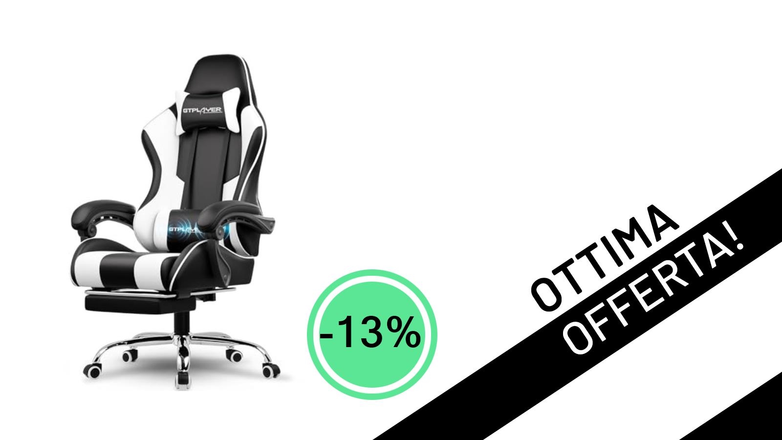 GTPLAYER Sedia Gaming Ergonomica: Comfort e Stile a un Prezzo Incredibile di 95,78€!