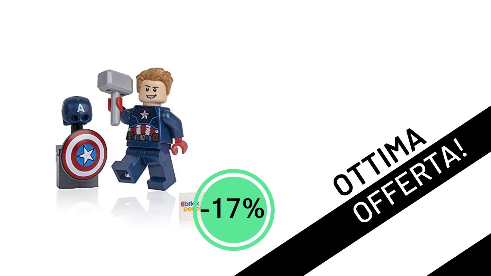 Immergiti nell'azione Marvel! La Minifigure LEGO Superheroes di Captain America con Mjolnir in Offerta Irripetibile a 13,14€!