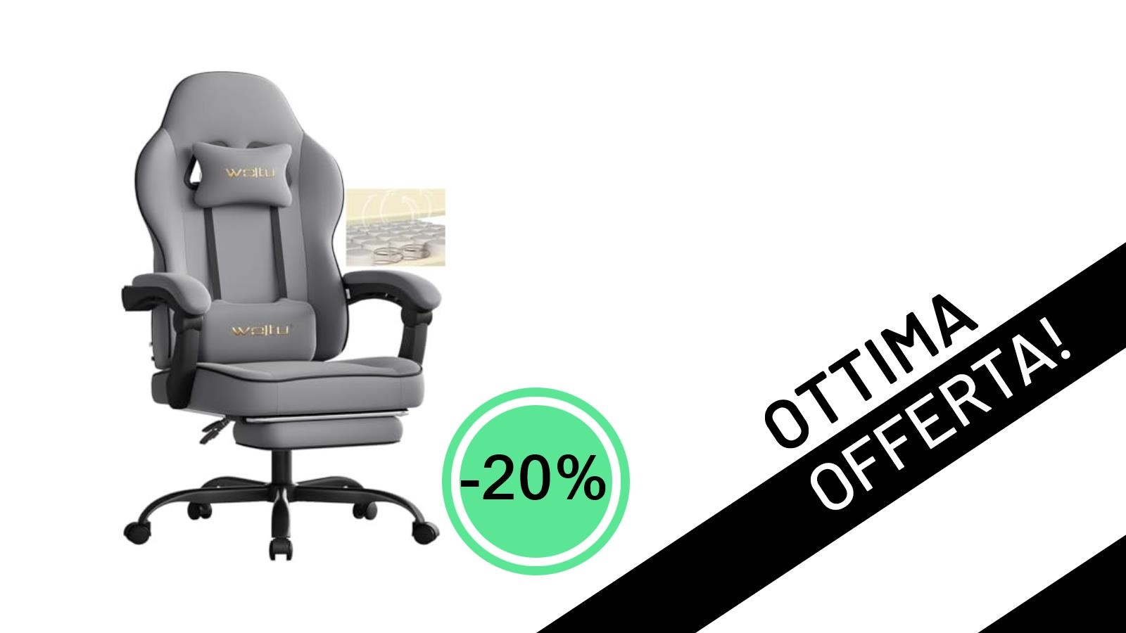 La Sedia Gaming WOLTU GS11gr è in offerta imperdibile: -20% e prezzo finale di soli 99,96€!