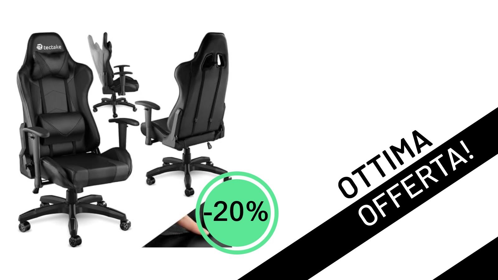 Sedia Gaming tectake in Super Offerta: comfort e stile al -20% per gamer e ufficio!
