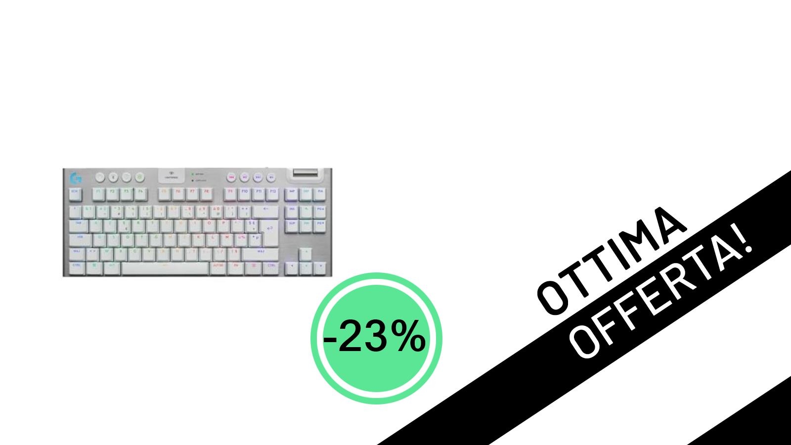 La Logitech G G915 X TKL bianca crolla di prezzo: tastiera gaming wireless a 184,35€!