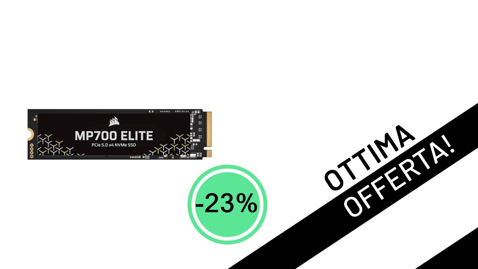 L'SSD Corsair MP700 ELITE 1TB PCIe 5.0 raggiunge un prezzo incredibile con il 23% di sconto!
