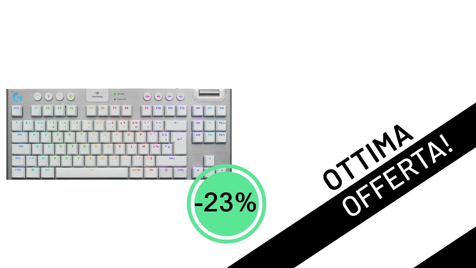 La Logitech G G915 X TKL bianca crolla di prezzo: tastiera gaming wireless a 184,35€!