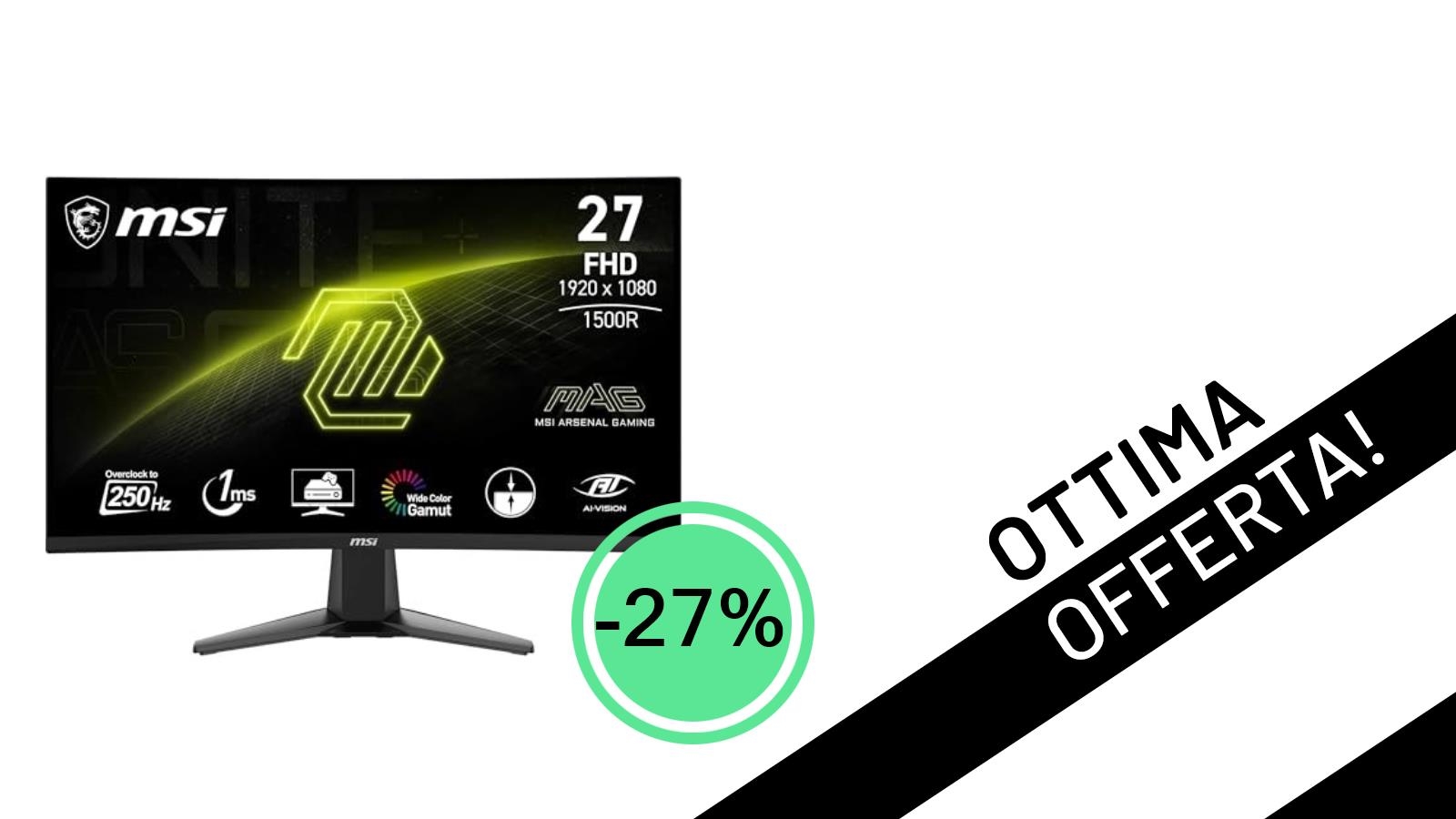 Affare Lampo: Monitor Gaming MSI MAG 27C6X Scontato del 27% a Soli 139,99€