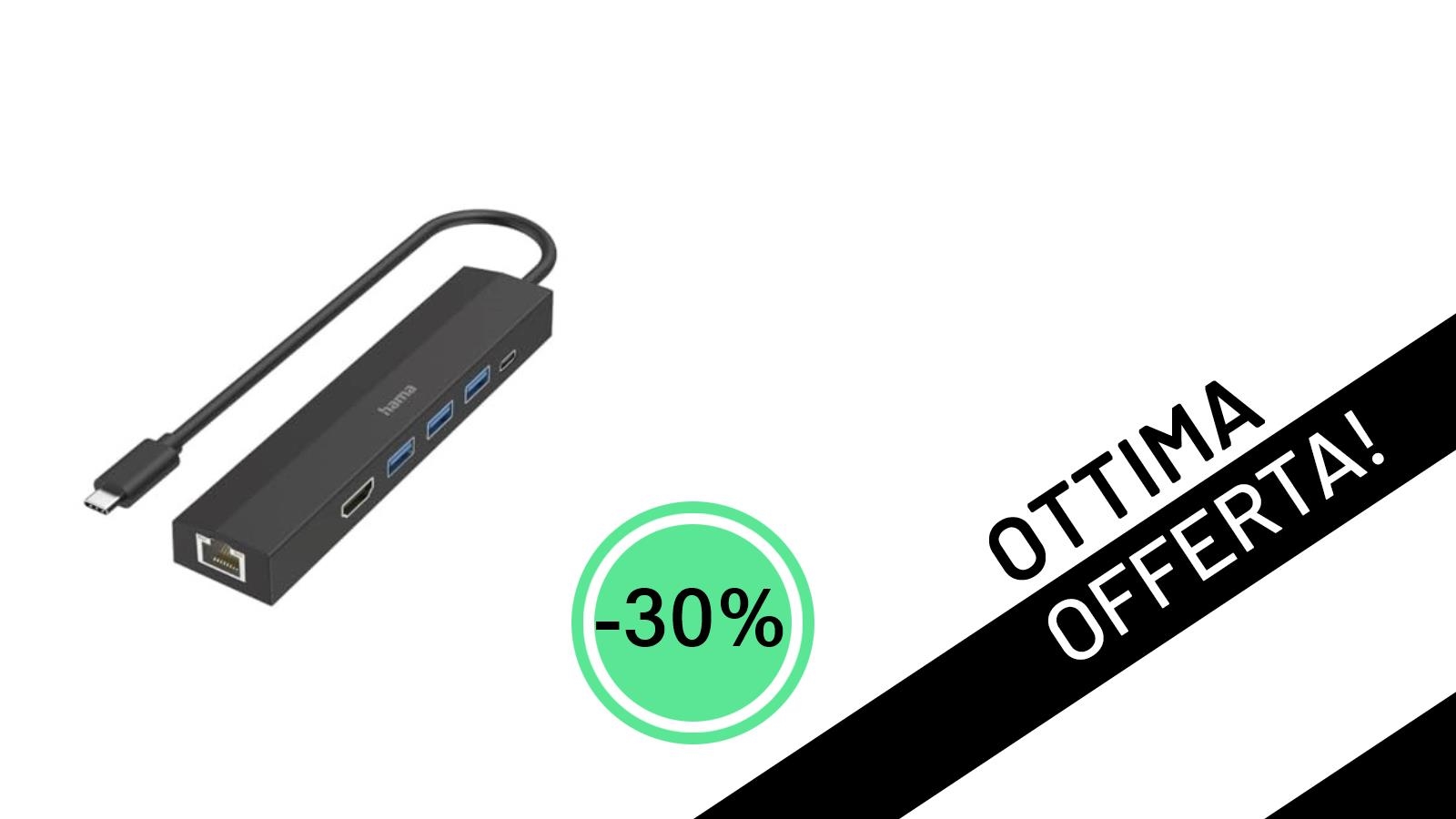 Offerta imperdibile! L'Hub USB-C Hama 6-in-1 che rivoluziona la tua postazione è scontato del 30%