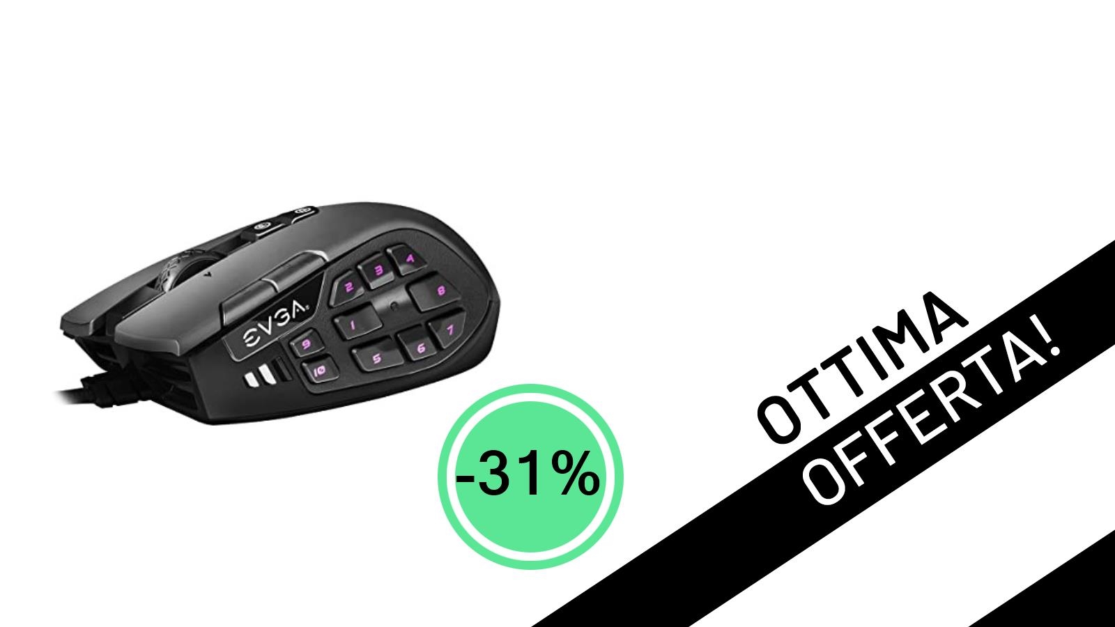Offerta imperdibile: il mouse EVGA X15 MMO Gaming scende a 53,99€ con uno sconto del 31%!