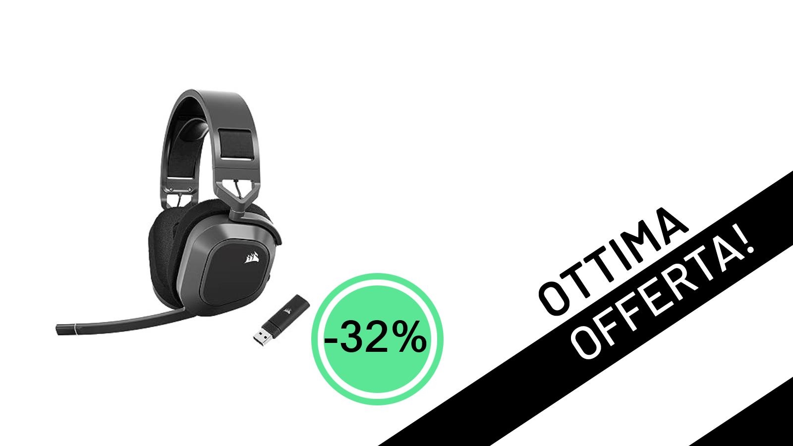 Le Cuffie Gaming Corsair HS80 MAX sono in super offerta: audio premium e libertà wireless a soli 129,99€!
