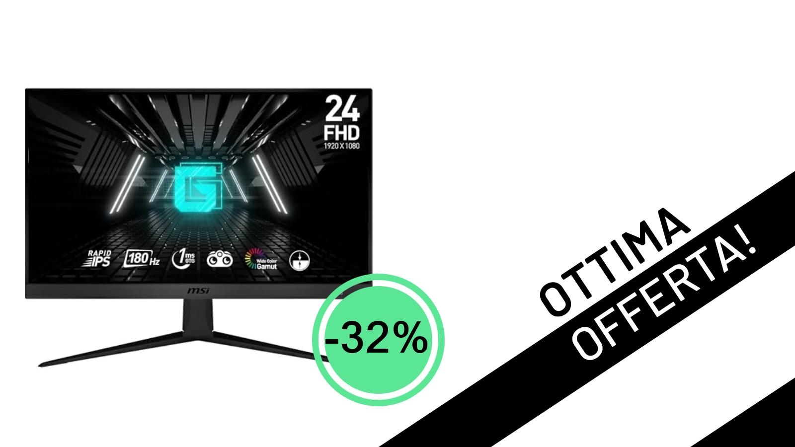 MSI G2412F: Il Monitor Gaming Rapid IPS da 180Hz Scontato del 32% a Soli 114,83€!