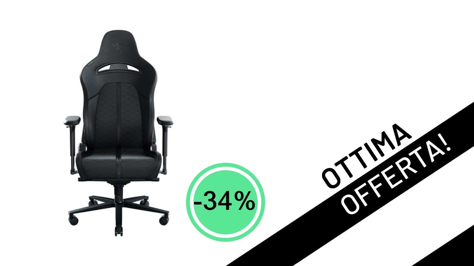 Razer Enki (Black): La Sedia Gaming Definitiva Scontata del -34% a un Prezzo Irripetibile!