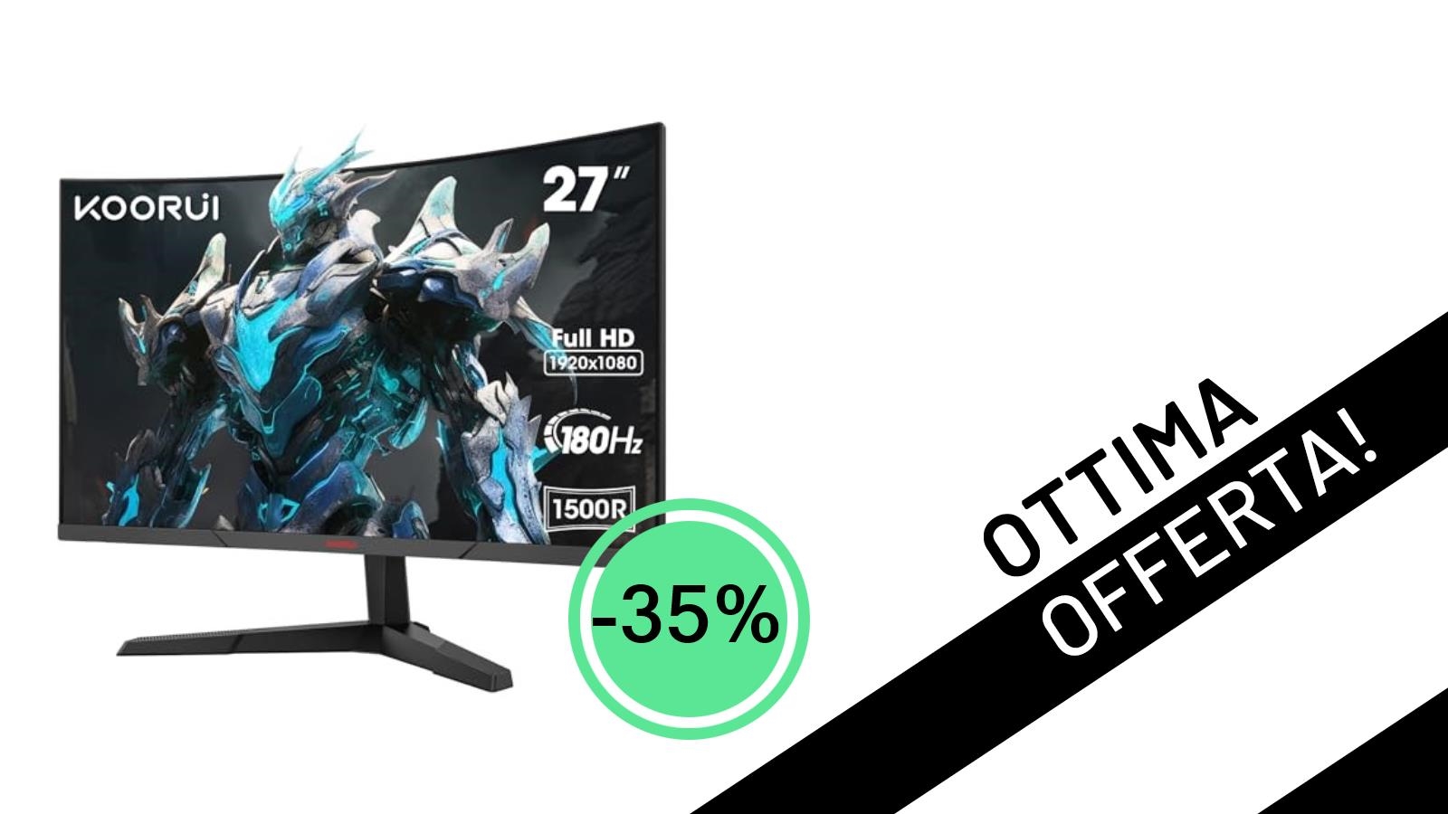 Il Monitor Gaming KOORUI 27 pollici curvo vola al minimo storico con uno sconto del 35%!