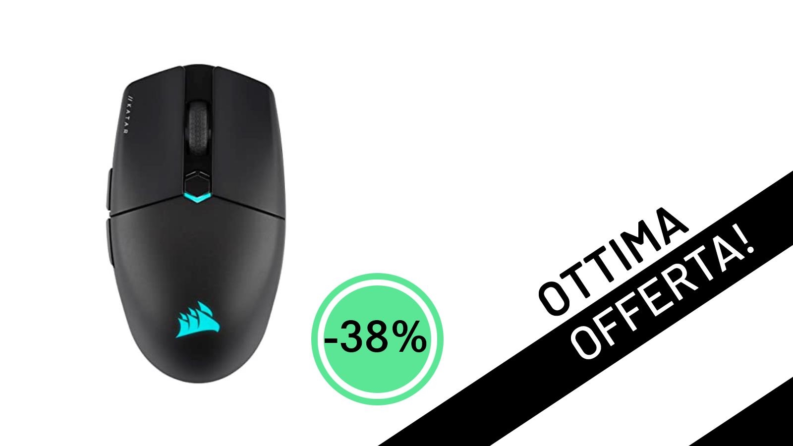 Mouse Gaming Corsair KATAR ELITE WIRELESS: Ultraleggero e Potente, Ora Scontato del 38% a 49,99€!