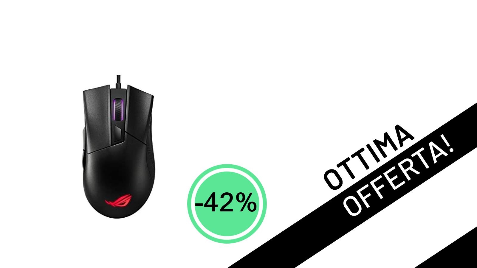 Offerta da non credere: Il mouse gaming ASUS ROG Gladius II Core è tuo con uno sconto del -42%!