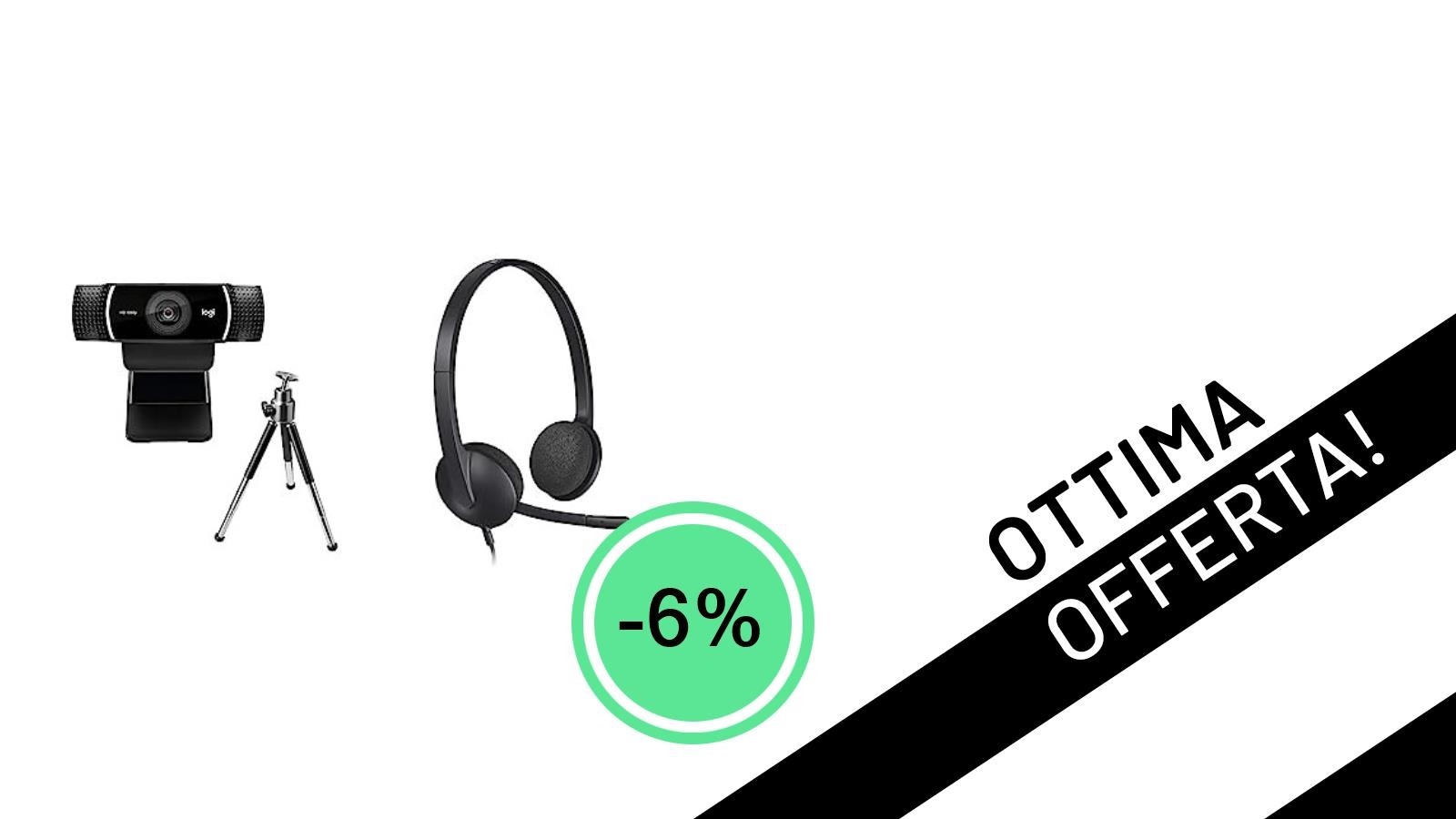 Streaming e Comunicazione al Top: Logitech C922 Pro Stream + Cuffie H340 a un Prezzo Incredibile!