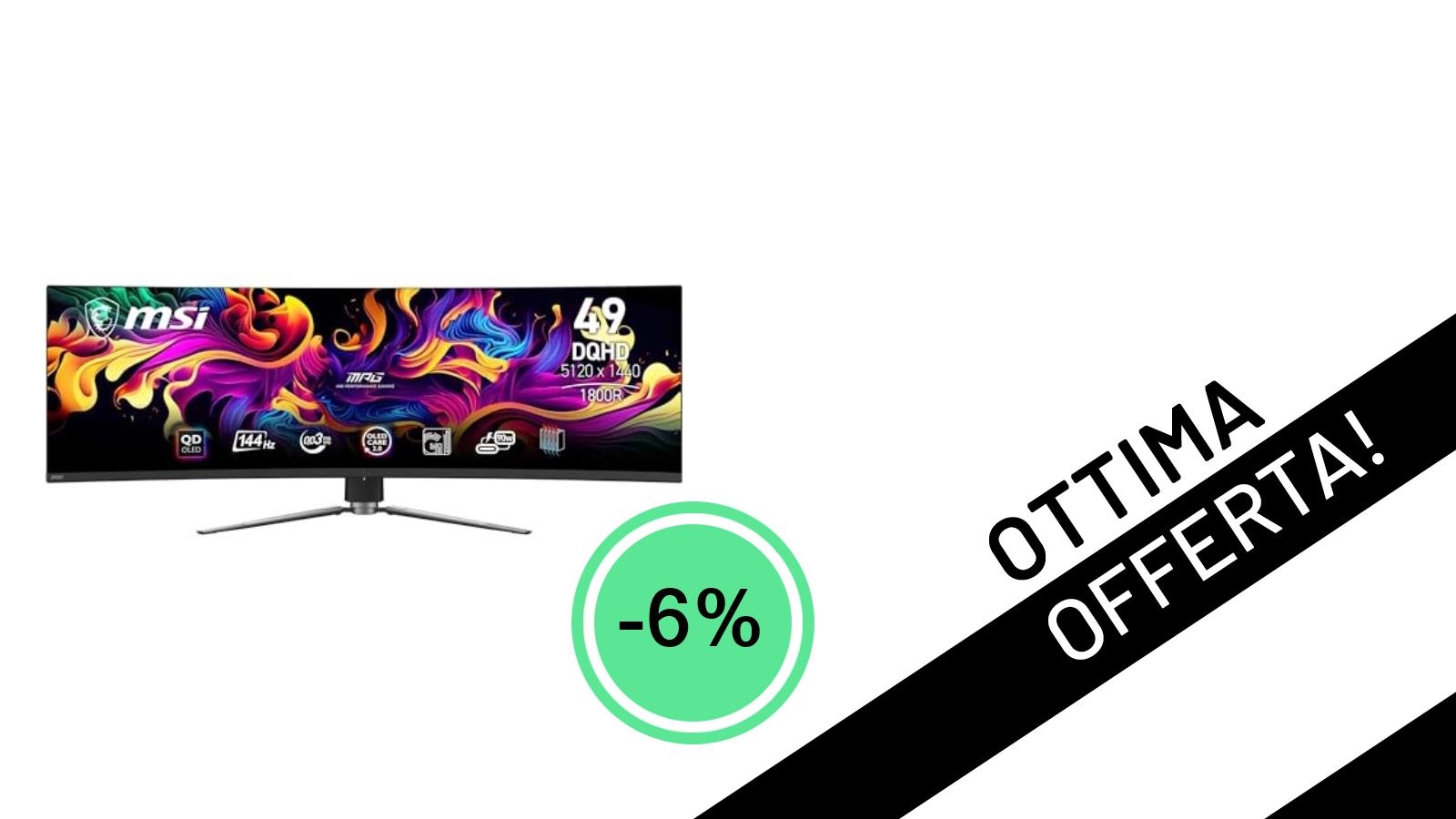 Il monitor gaming MSI MPG 491CQP QD-OLED da 49" in offerta a un prezzo imperdibile!