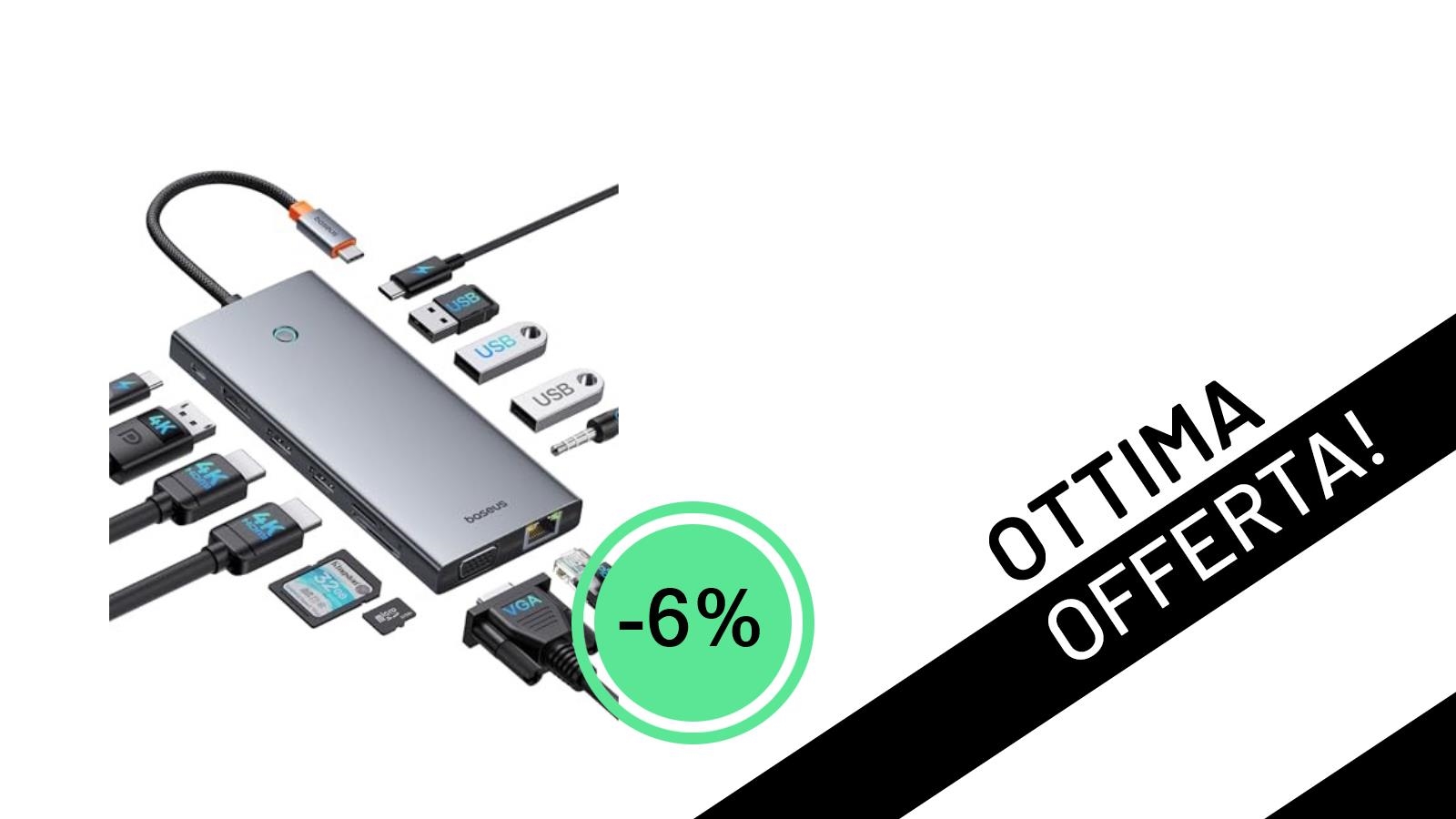 Svolta la tua produttività! La Docking Station Baseus 13-in-1 è in offerta lampo a soli 50,99€