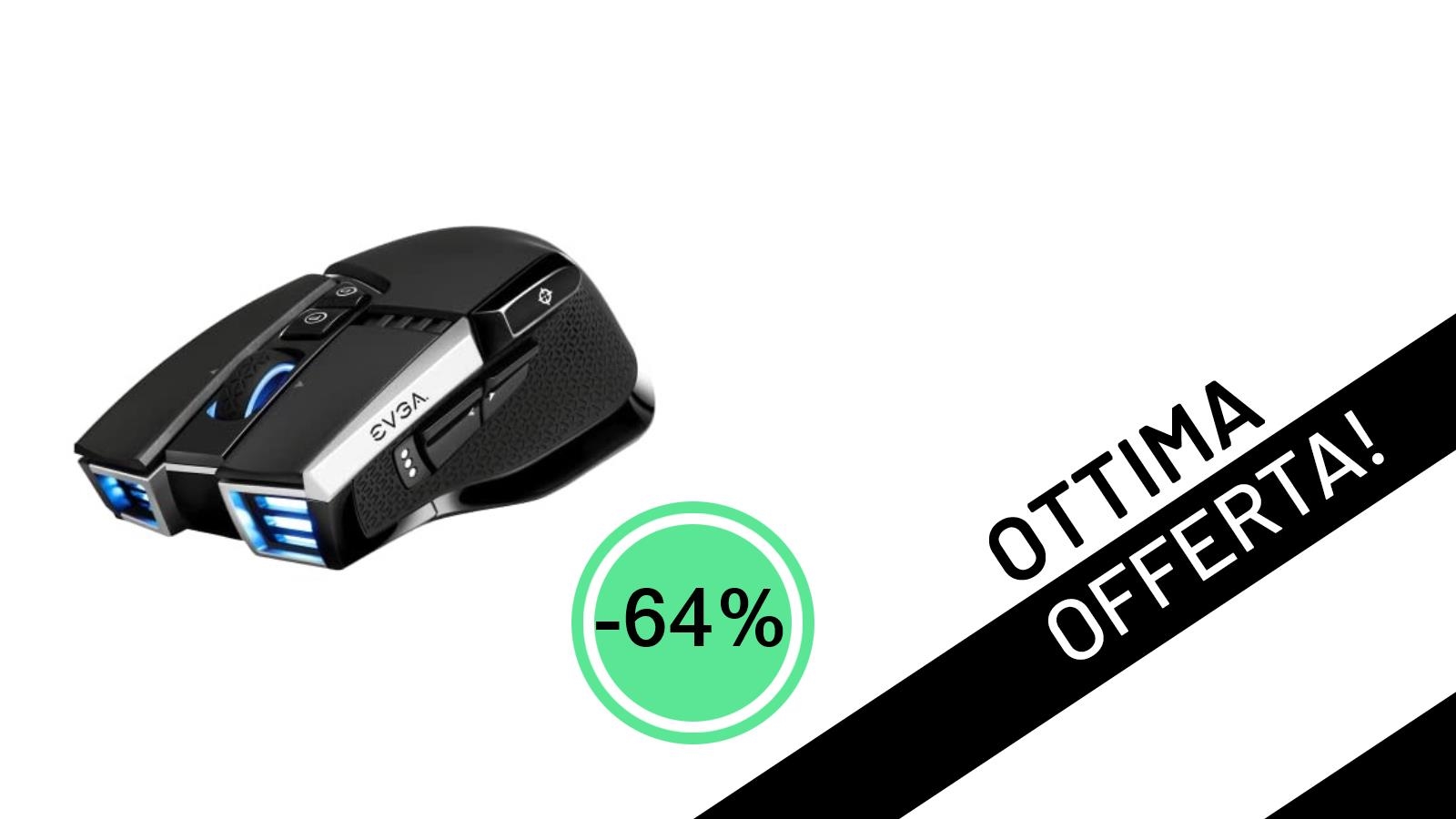 Affare Imperdibile: Il Mouse Gaming EVGA X20 Wireless crolla a soli 35,51€ con uno sconto del 64%!