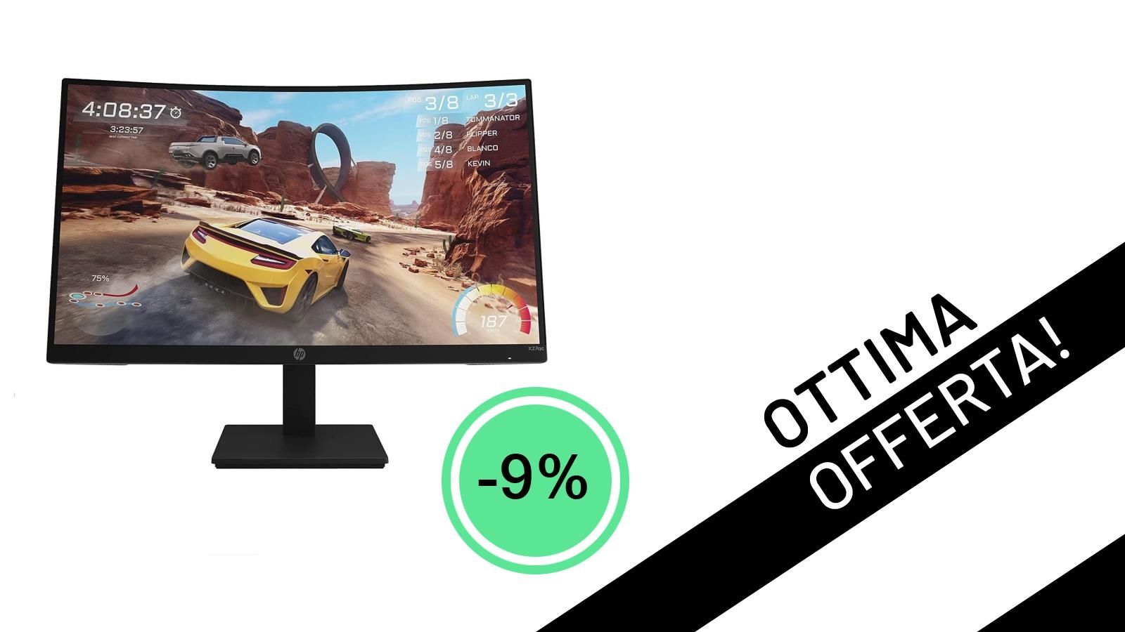 Affare da non perdere: il monitor gaming HP X27qc curvo a soli 209,99€!